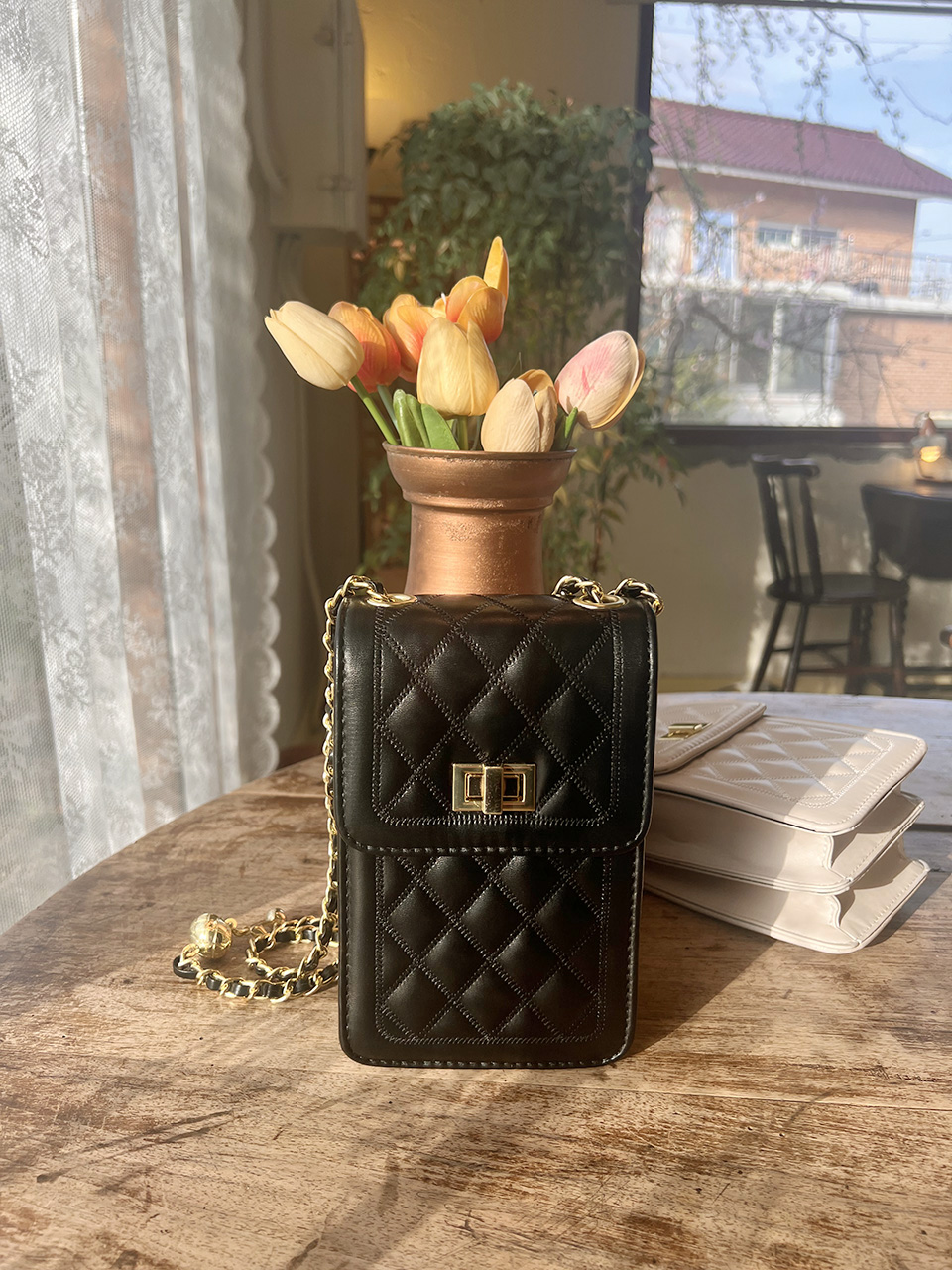 Lotia Quilted Square Chain Mini Shoulder Bag (2 colors)