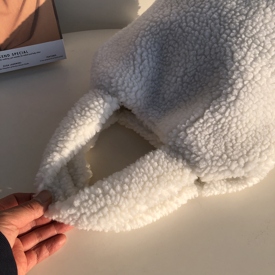 Fleece Boa Handle Tote Bag (3 colors)