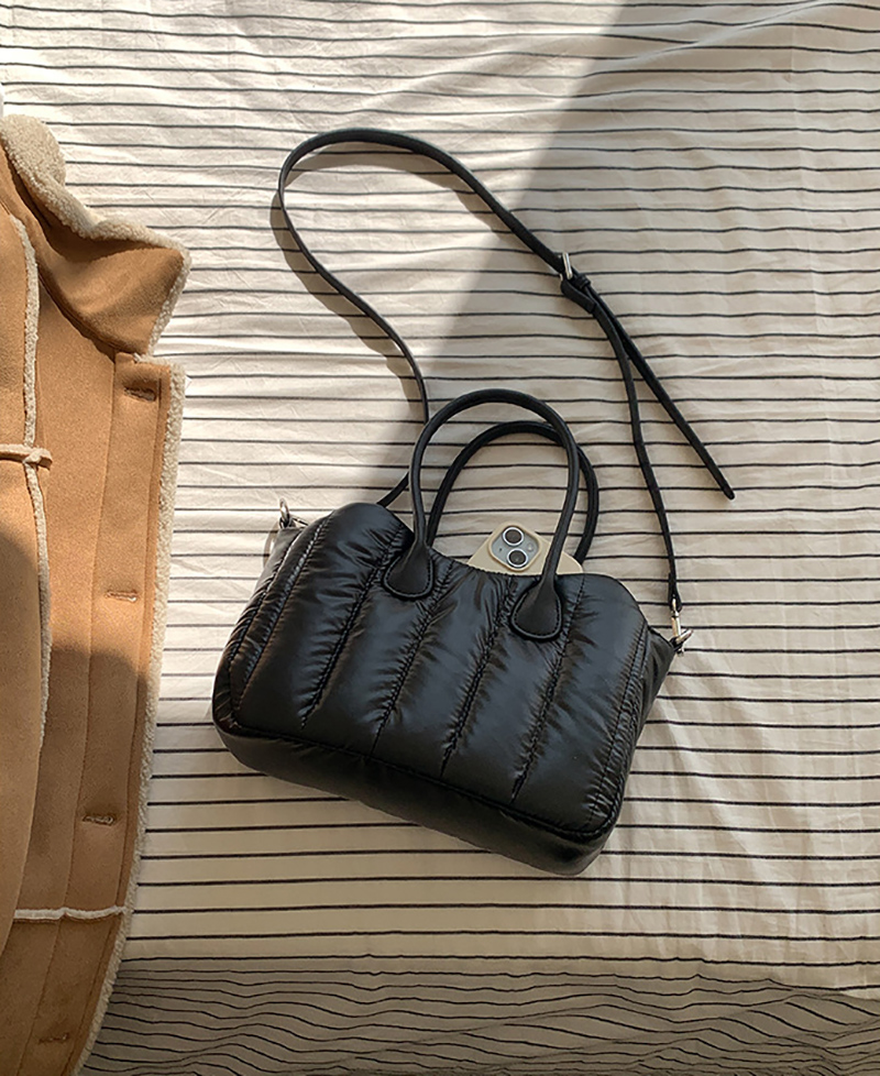 Down nylon quilted tote bag