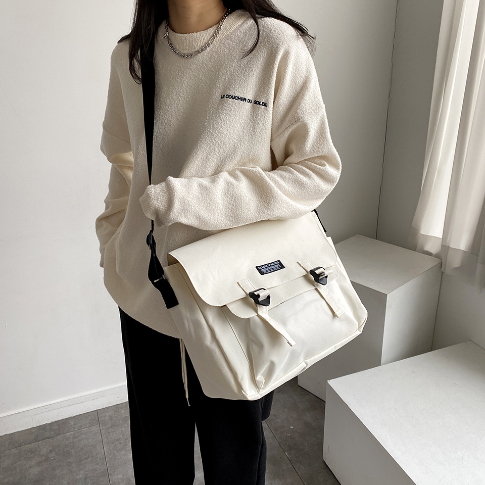 Canvas Classic Zipper Big Cross Messenger Eco Bag (2 colors)
