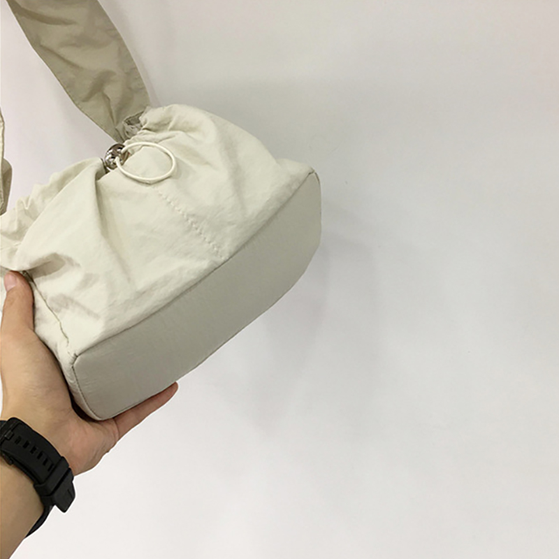 Shirring nylon pocket string shoulder bag (3 colors)