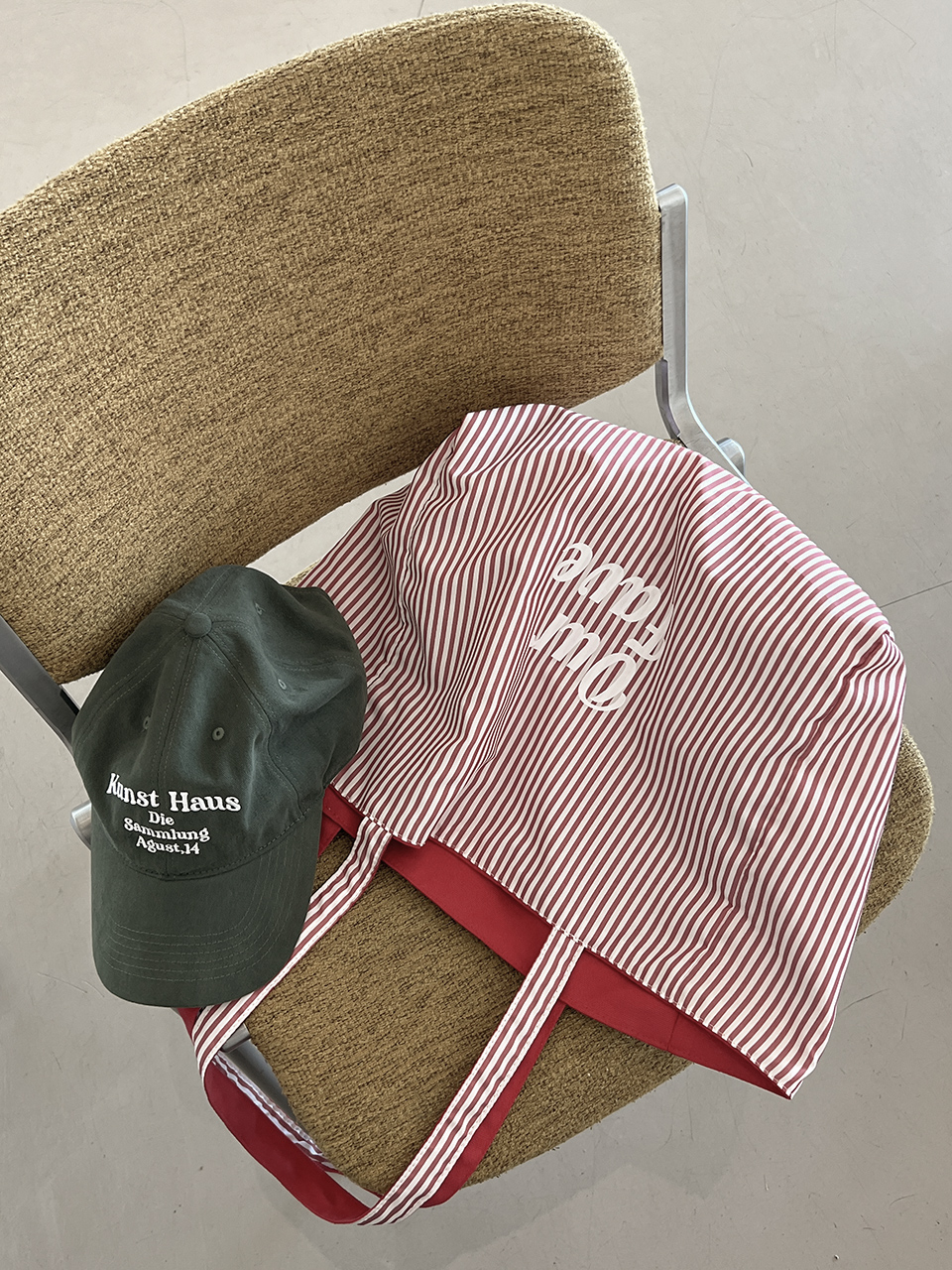 Reversible Stripe Border Lettering Big Eco Bag
