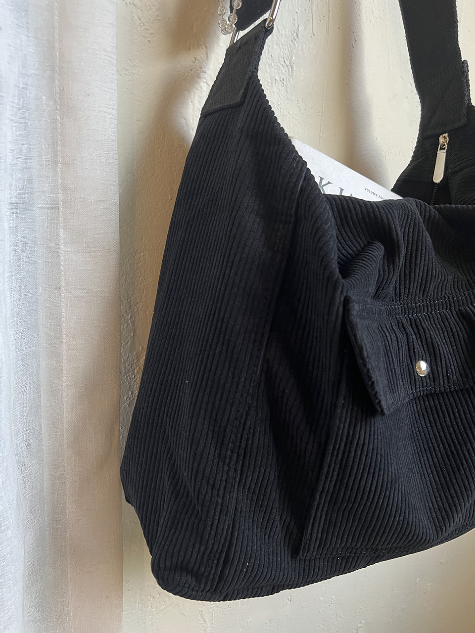 Corduroy Pocket Big Cross Eco Bag (6 colors)