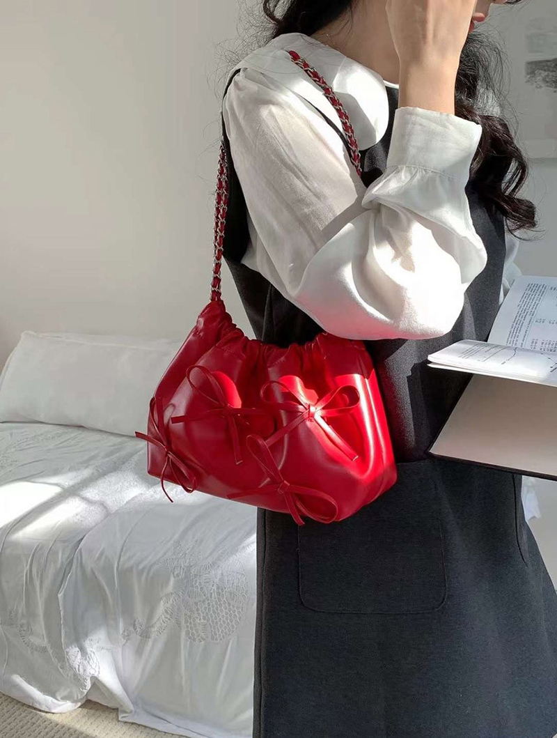 Ribbon Ballet Core Shirring Chain Shoulder Bag (6 colors)
