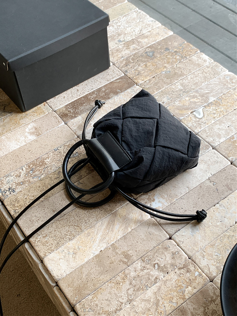 Quilted Nylon Mini Bucket Bag (4 colors)