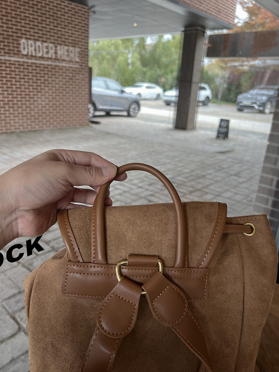 Suede String Buckle Bucket Bag/Backpack