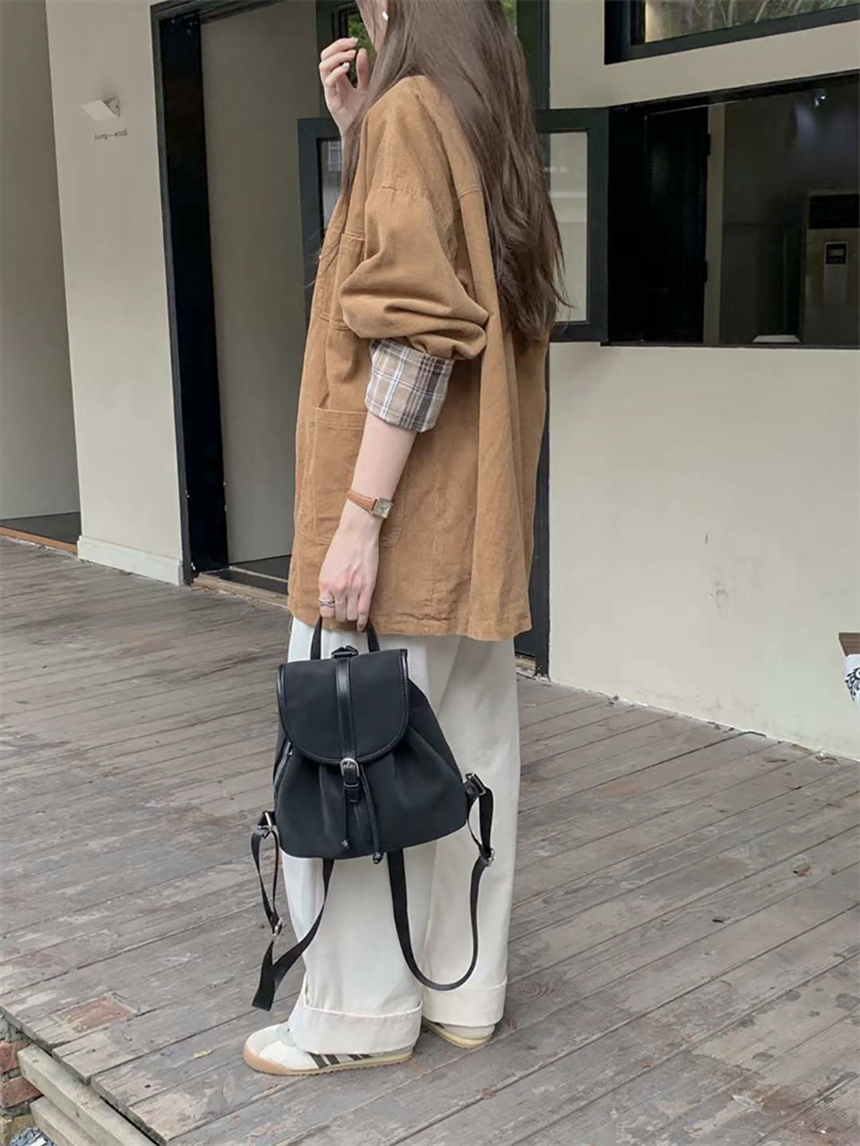 Suede Sheepskin Leather Mini Bucket Bag/Backpack