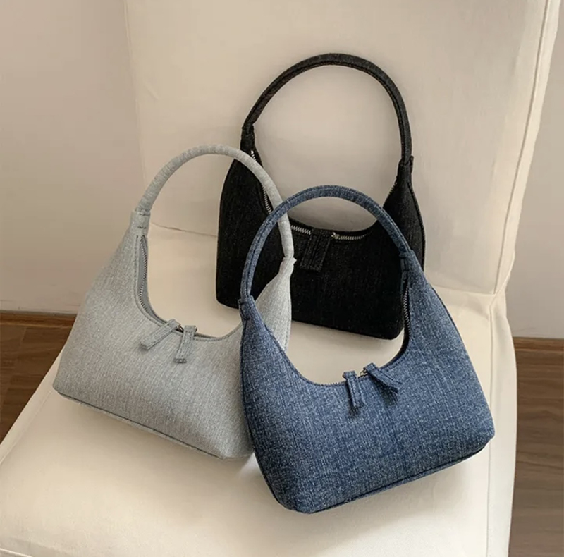 Blooming Round Denim Shoulder Bag