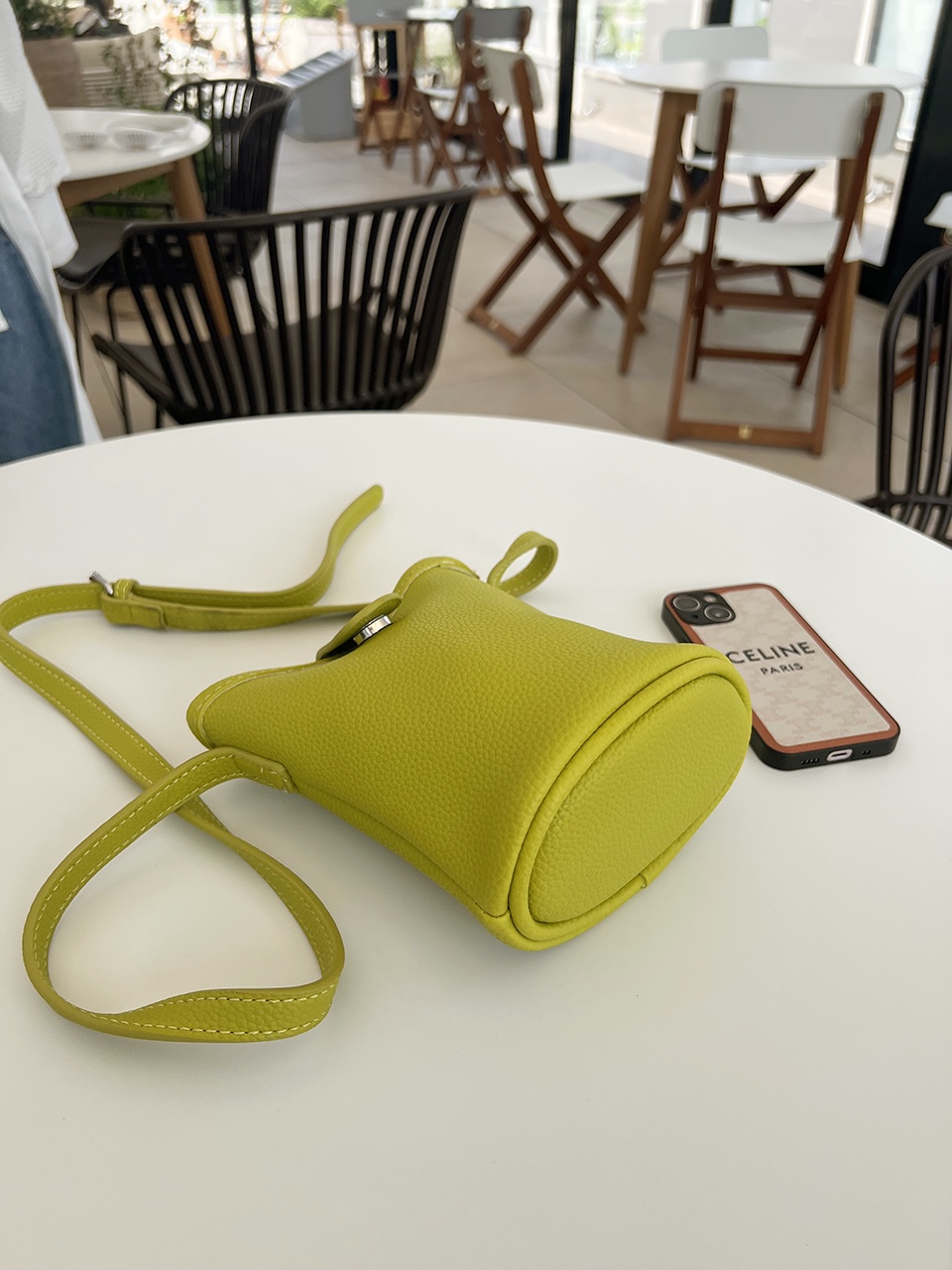 Button-belted mini cross-shoulder bag