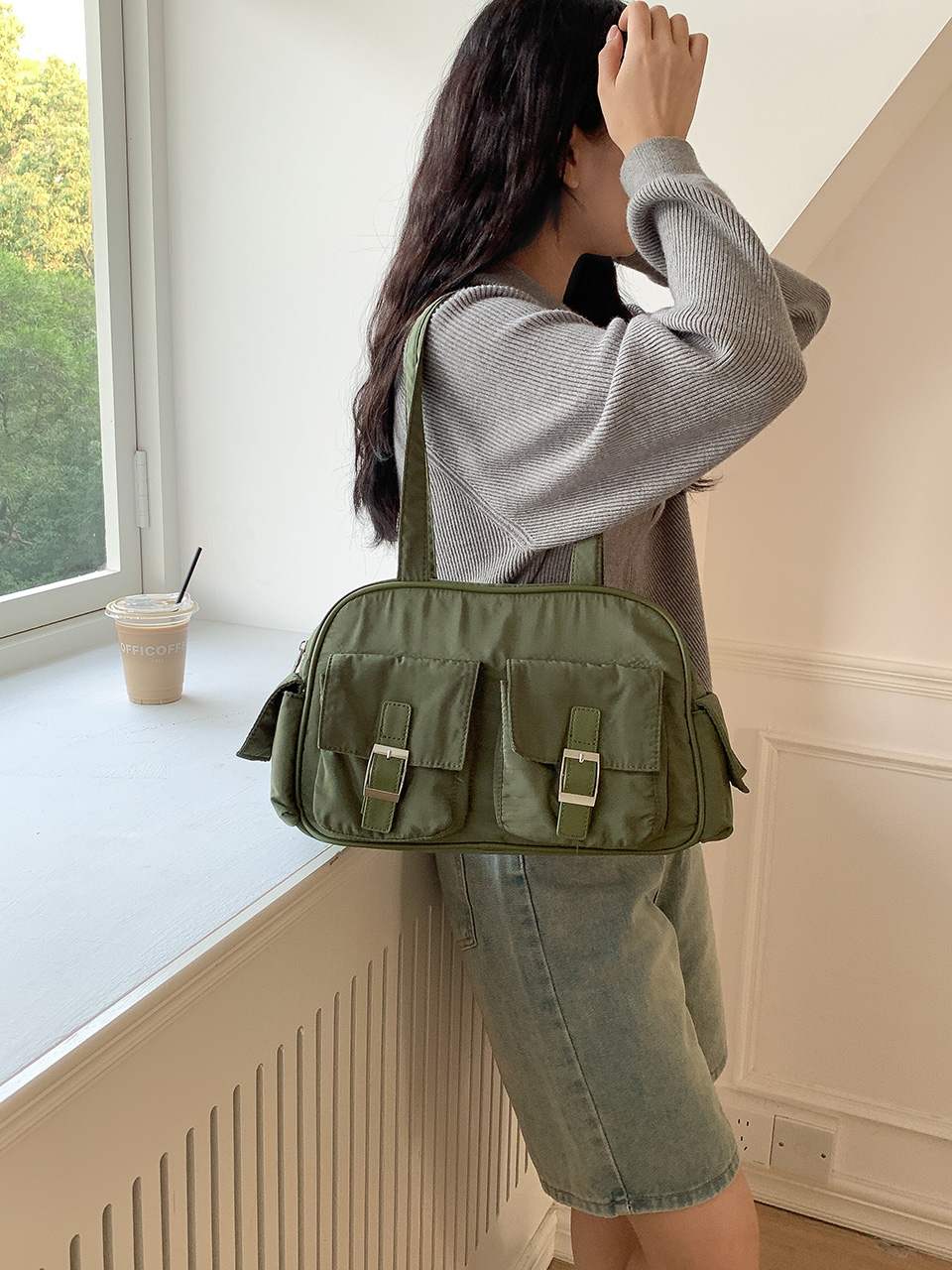 4-Pocket Nylon Shoulder Bag (4 colors)