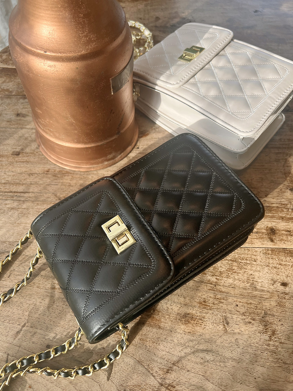 Lotia Quilted Square Chain Mini Shoulder Bag (2 colors)