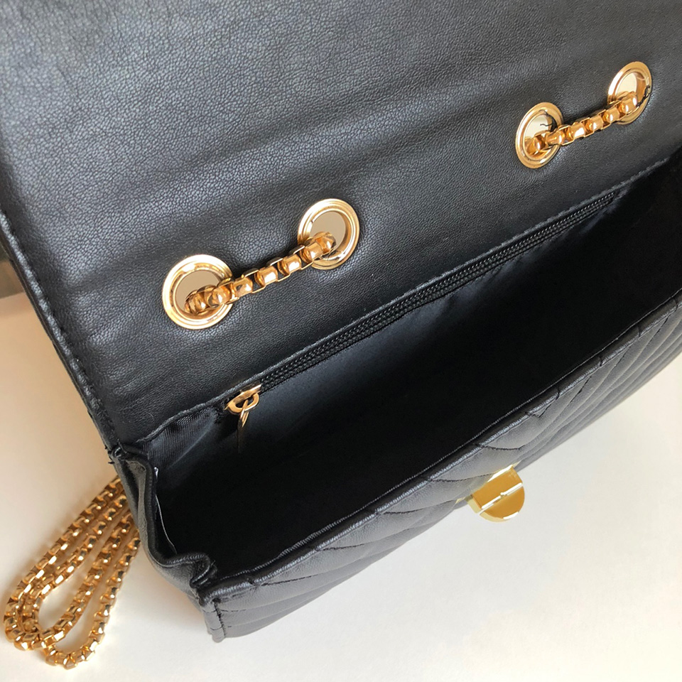 V-Quilted Mini Square Chain Bag