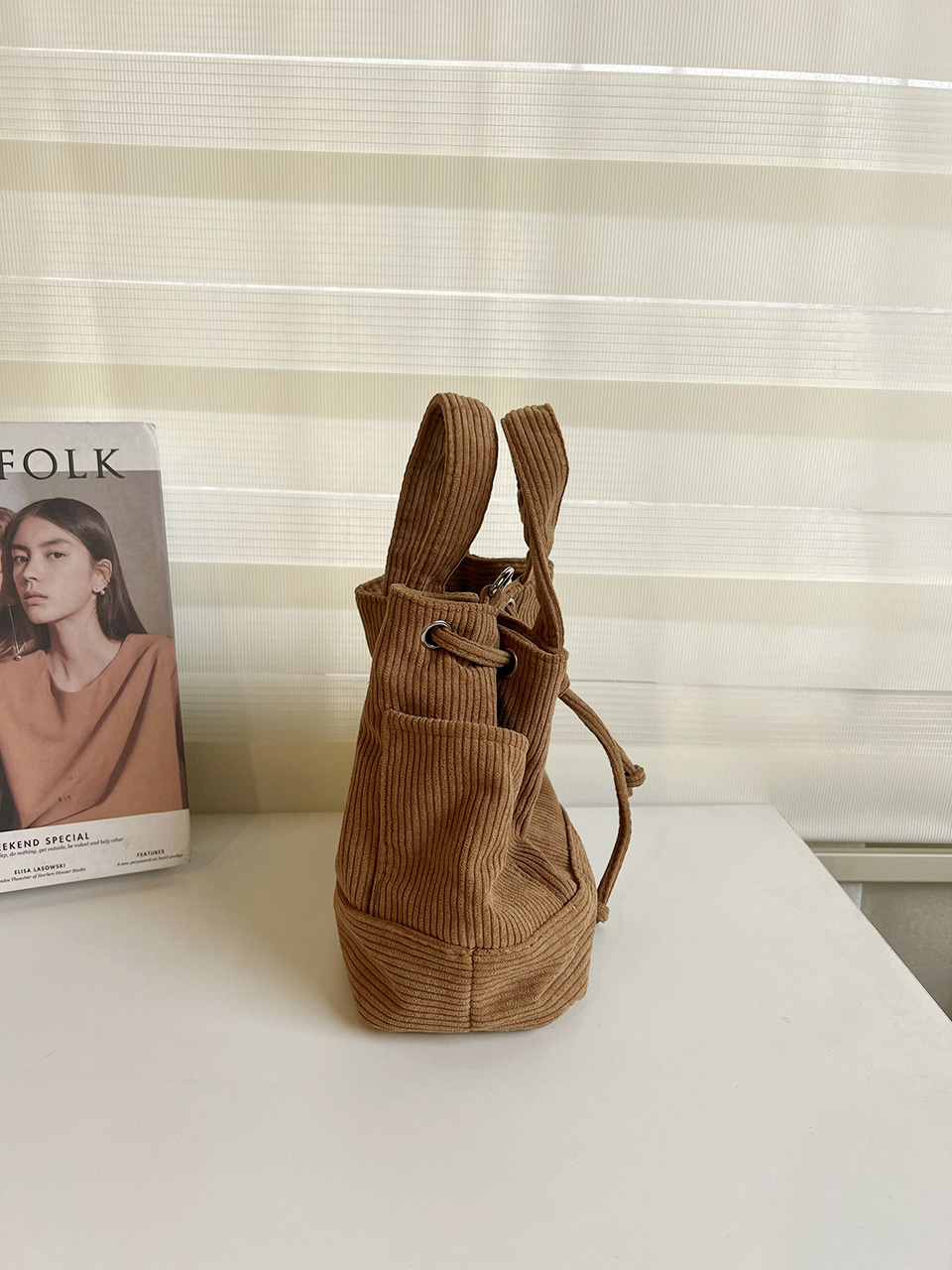 Corduroy Mini Bucket Bag, Bucket Cloth Eco Bag (6 colors)