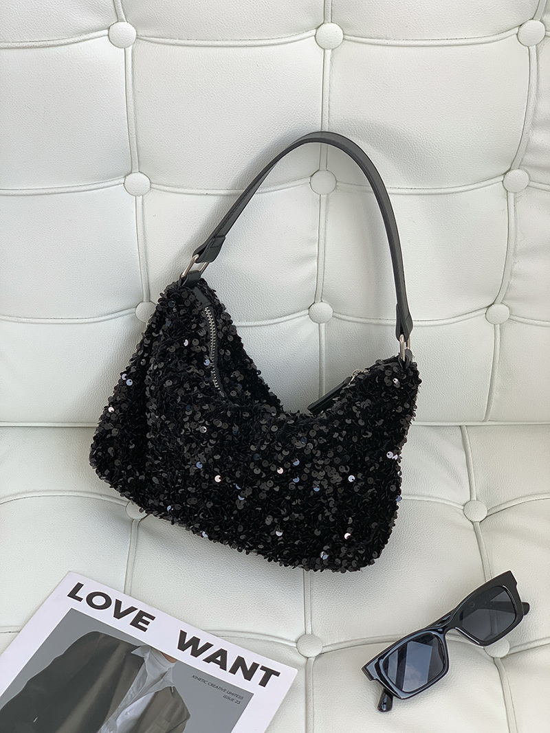 Sequin Zipper Mini Shoulder Bag (3 colors)