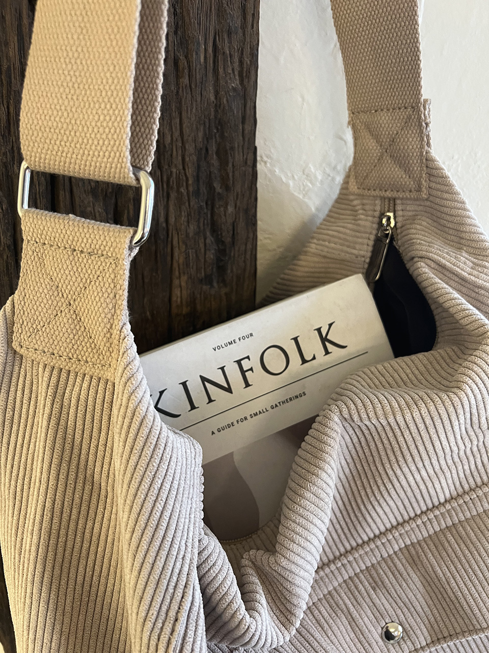 Corduroy Pocket Big Cross Eco Bag (6 colors)