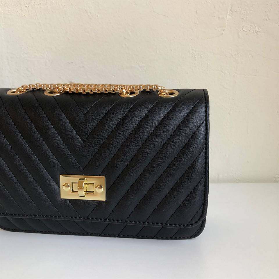 V-Quilted Mini Square Chain Bag