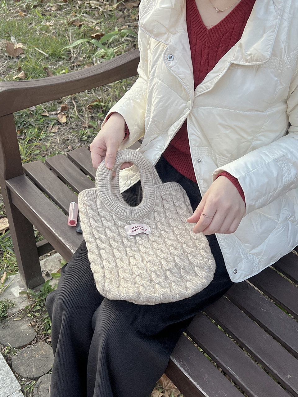 Knit twist crochet mini tote bag