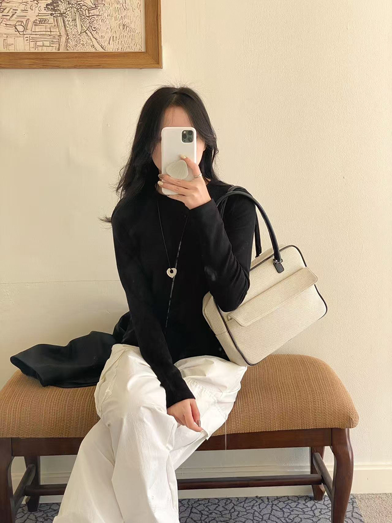 Jacquard leather tote bag/shoulder bag