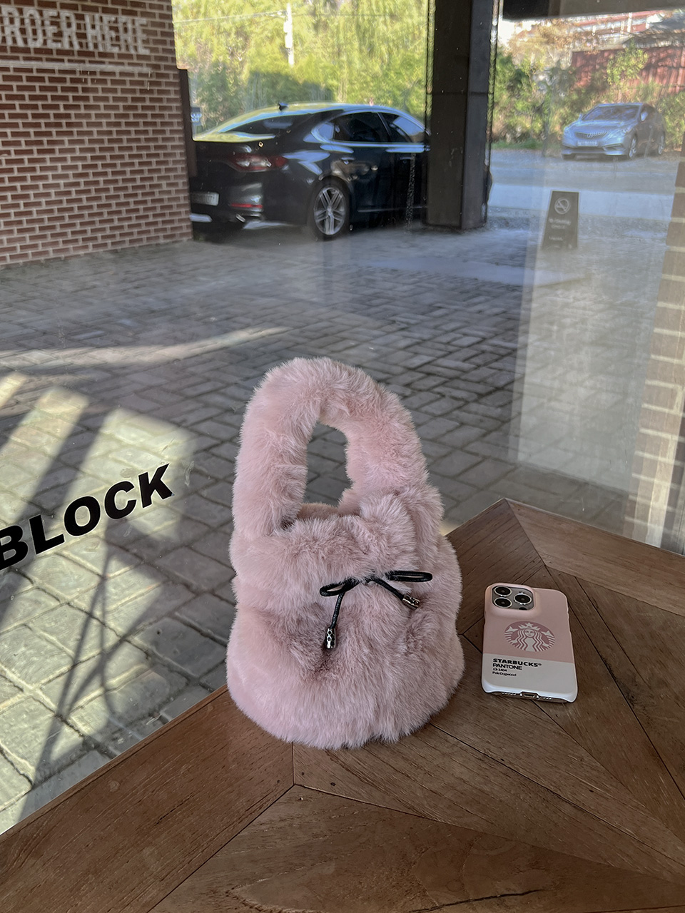 Eco-fur mini bucket bag/tote bag