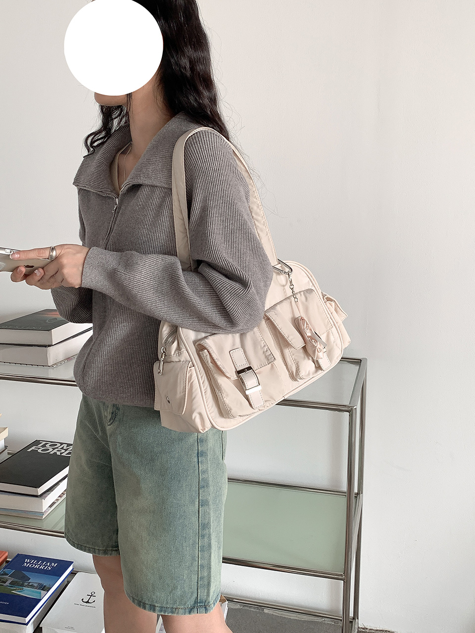 4-Pocket Nylon Shoulder Bag (4 colors)