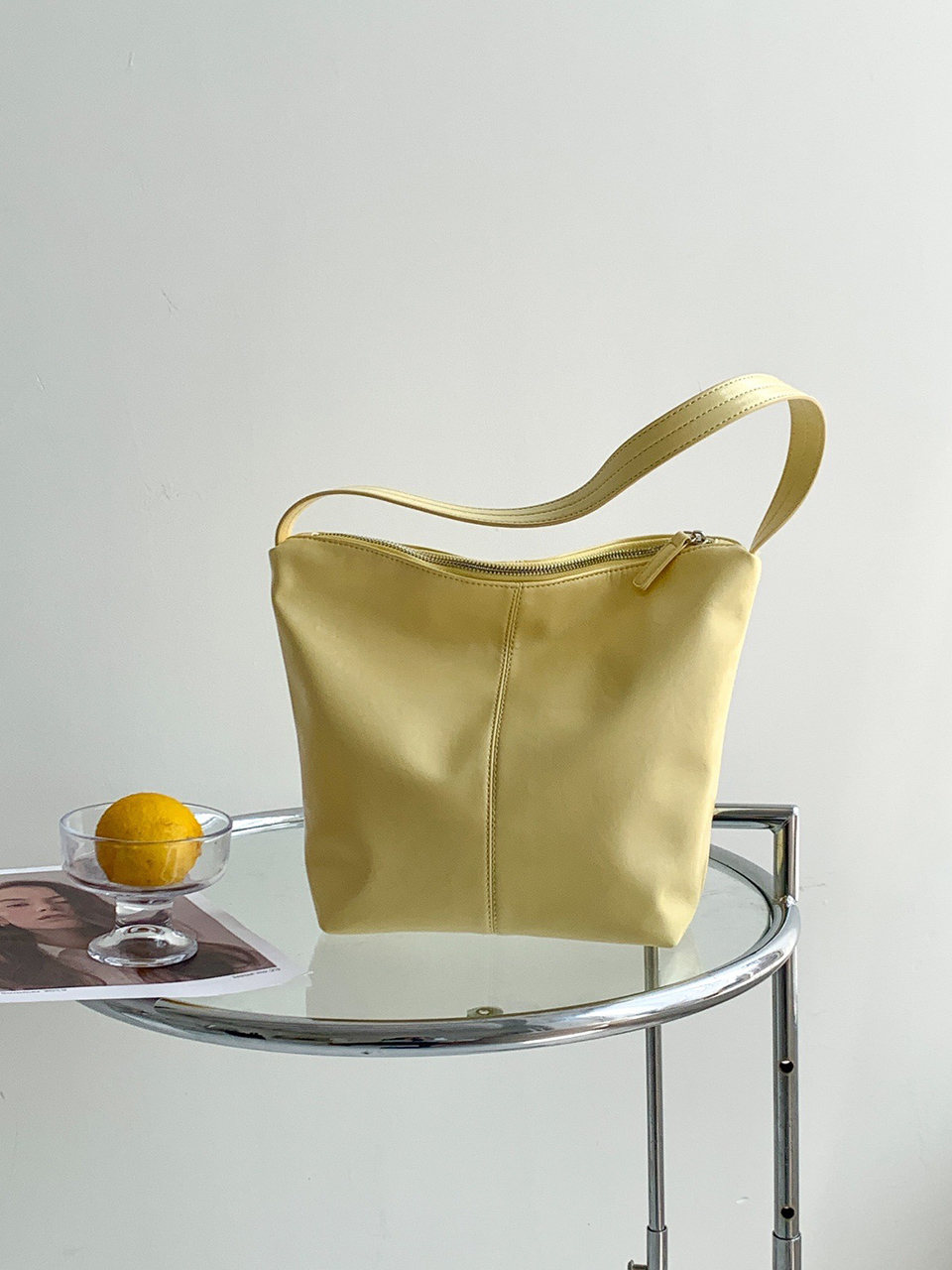 Glossy wrinkle leather shoulder bag (4 colors)