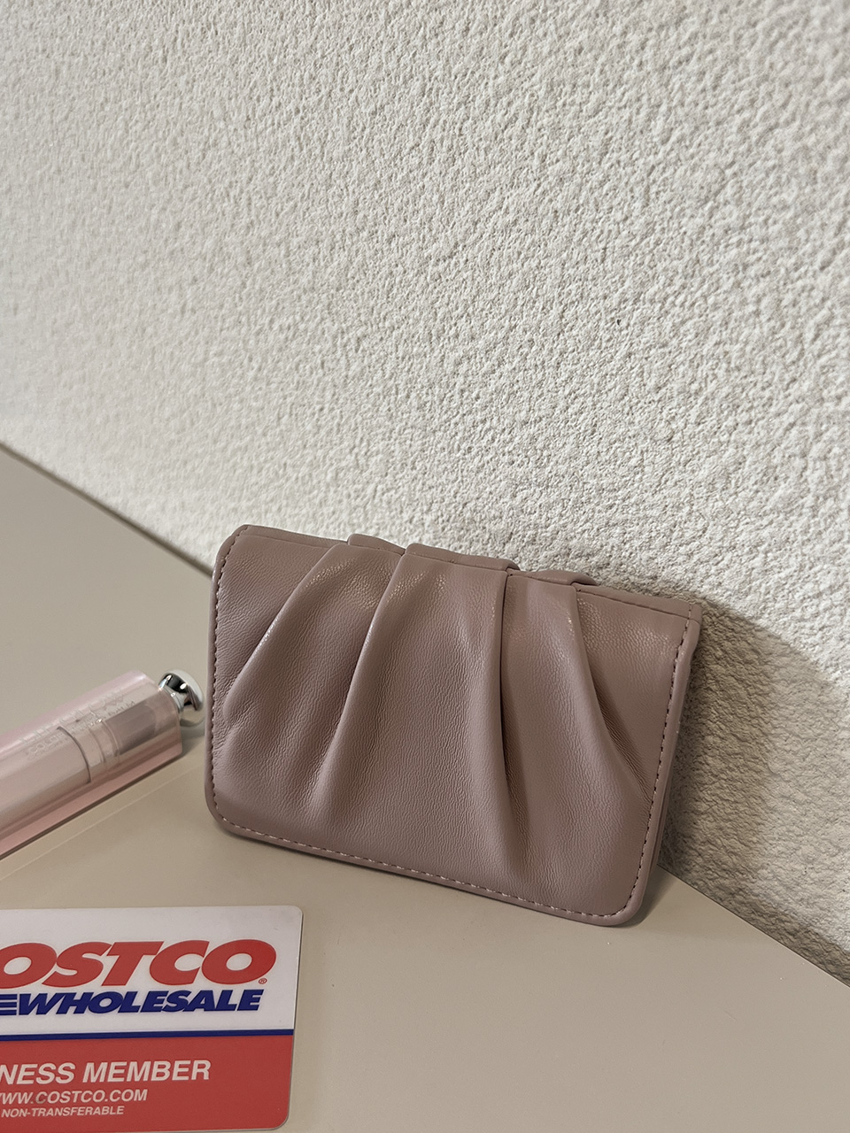 Shirring Leather Card Case