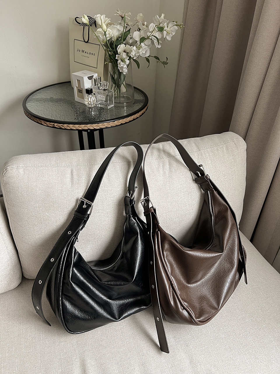 Leather Square Cross Hobo Bag