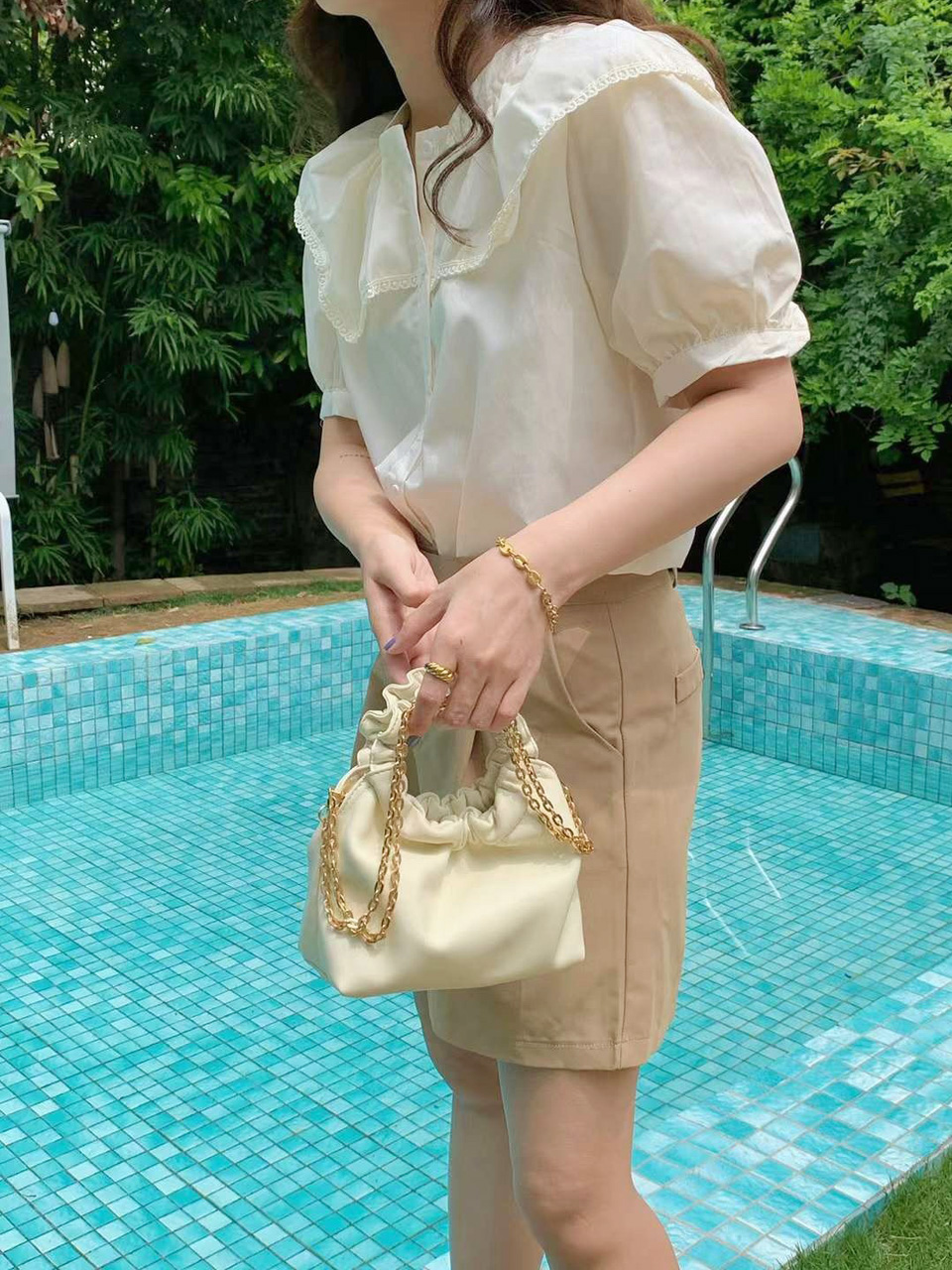 Andaz Shirred Mini Flame Chain Bag