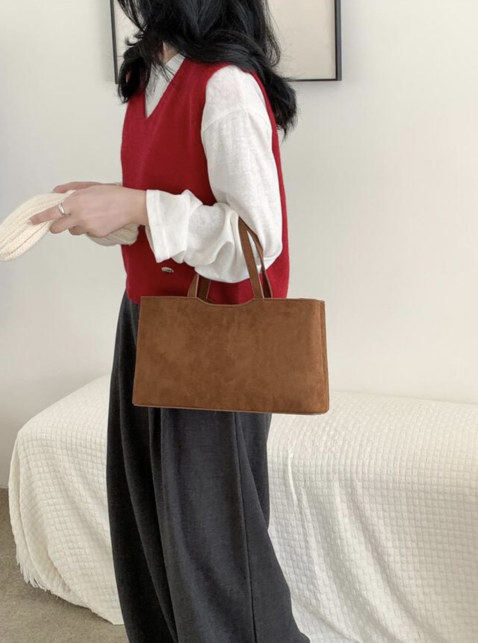 Suede Square Tote Bag