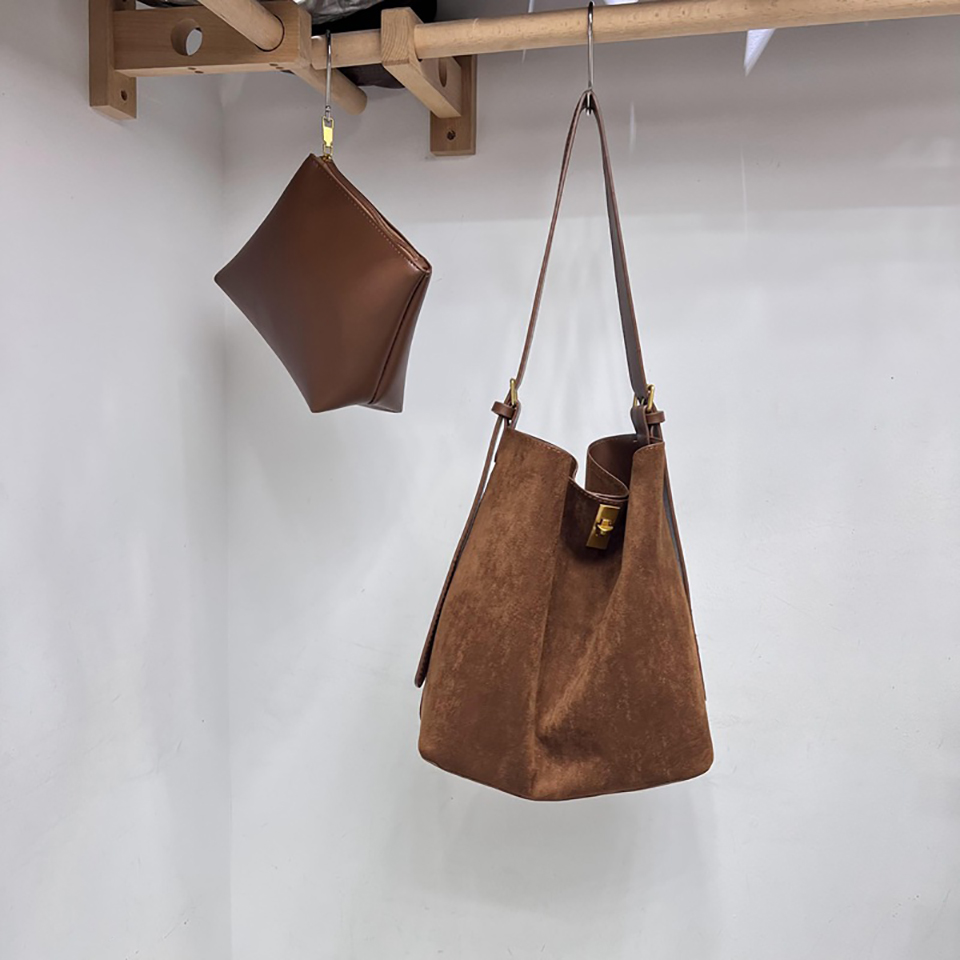Suede Buckle Big Tote Bag/Shoulder Bag