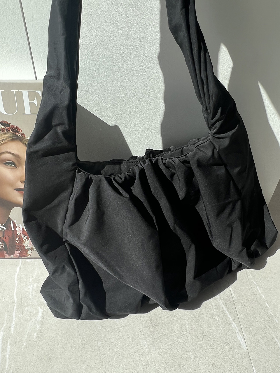 Shirring Daily Nylon Shoulder Bag
