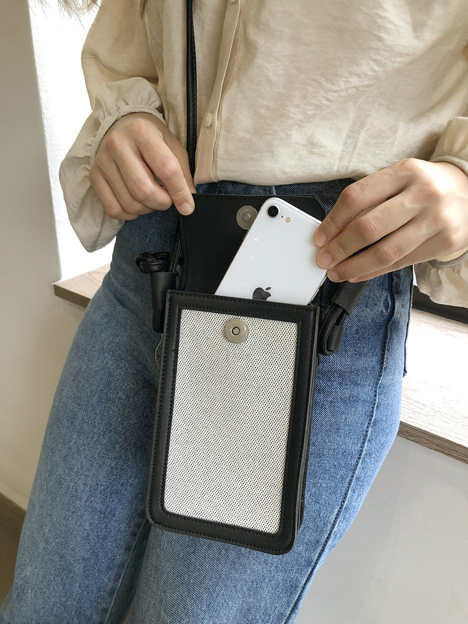 Faux Leather Mix Mini Shoulder Bag (3 colors)