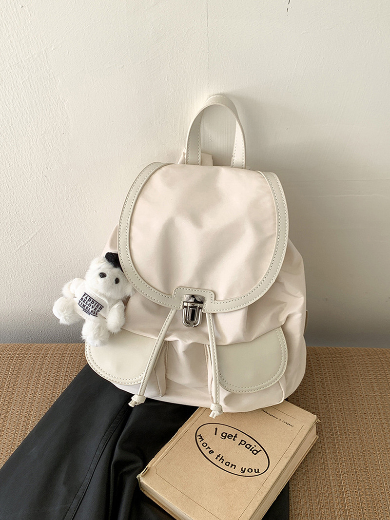 Buckle nylon string pocket daily backpack