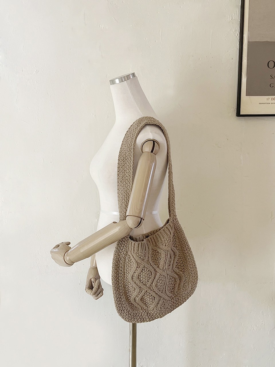 Knit twist crochet shoulder eco bag