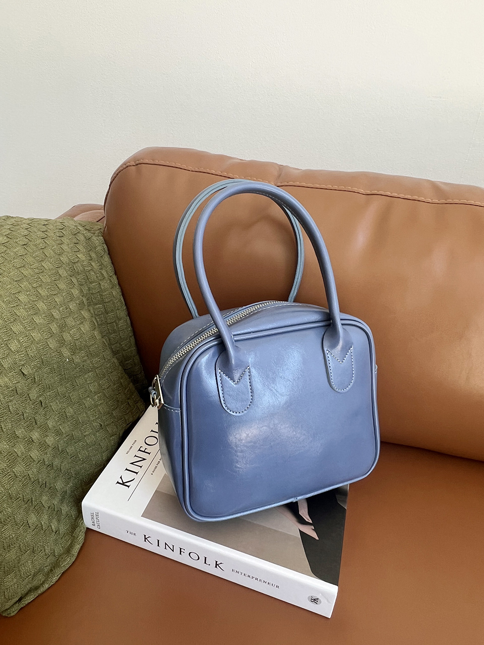 Tammy Square Glossy Silver Mini Tote Bag
