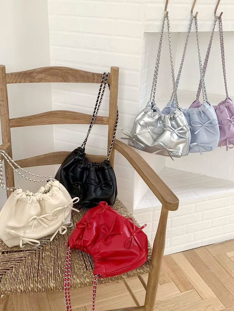 Ribbon Ballet Core Shirring Chain Shoulder Bag (6 colors)