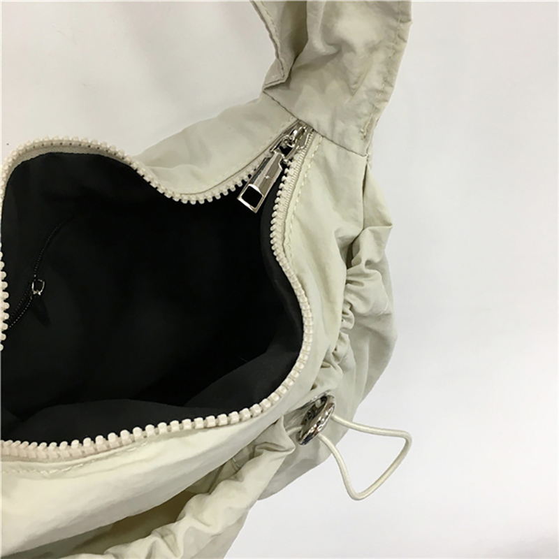Shirring nylon pocket string shoulder bag (3 colors)