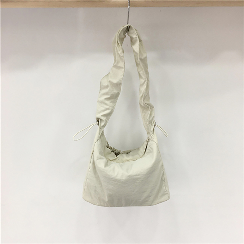 Shirring nylon pocket string shoulder bag (3 colors)