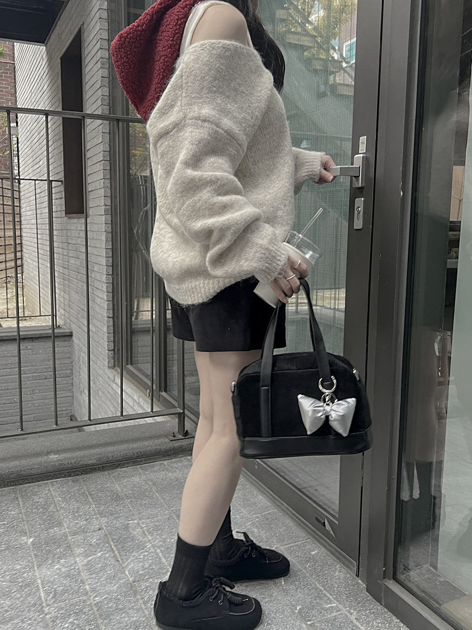 Corduroy Ribbon Charm Mini Tote Bag