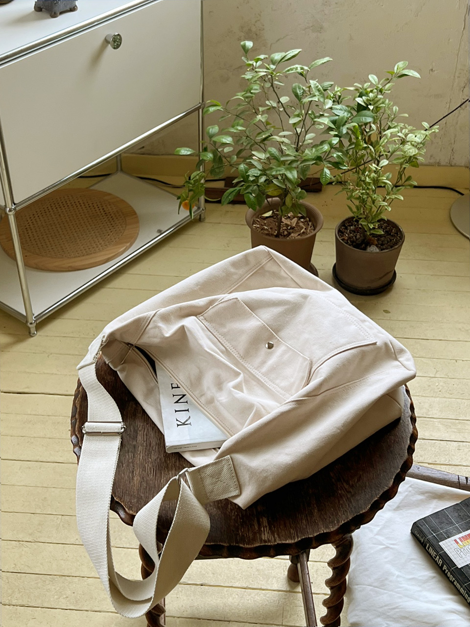 Corduroy Pocket Big Cross Eco Bag (6 colors)