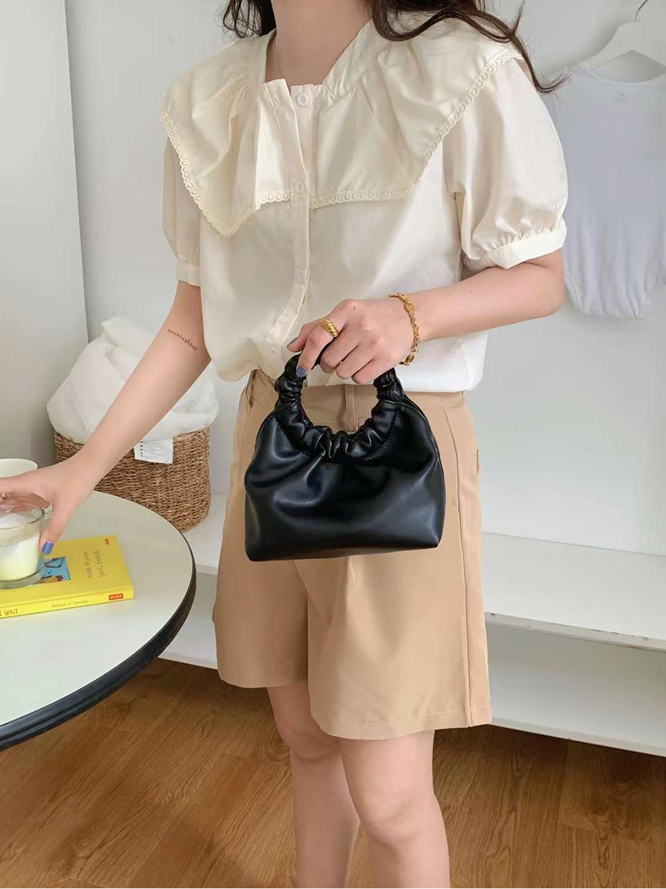 Andaz Shirred Mini Flame Chain Bag