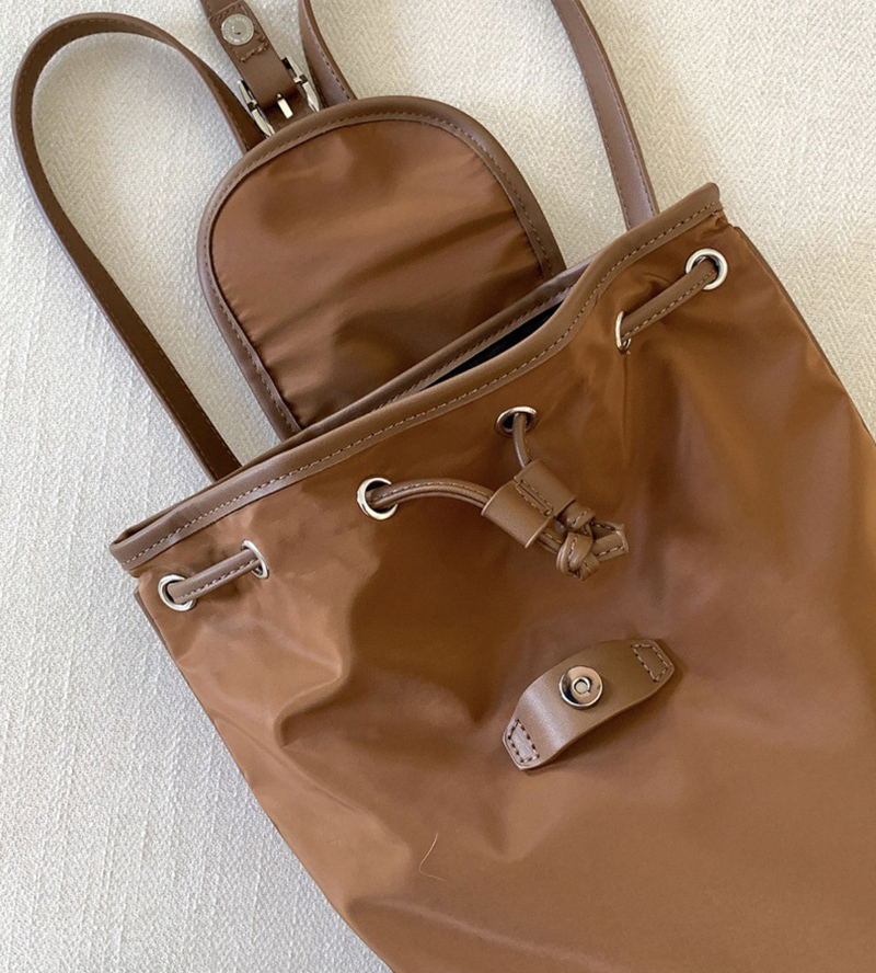 Buckle Faux Leather Nylon Mini Backpack (4 colors)