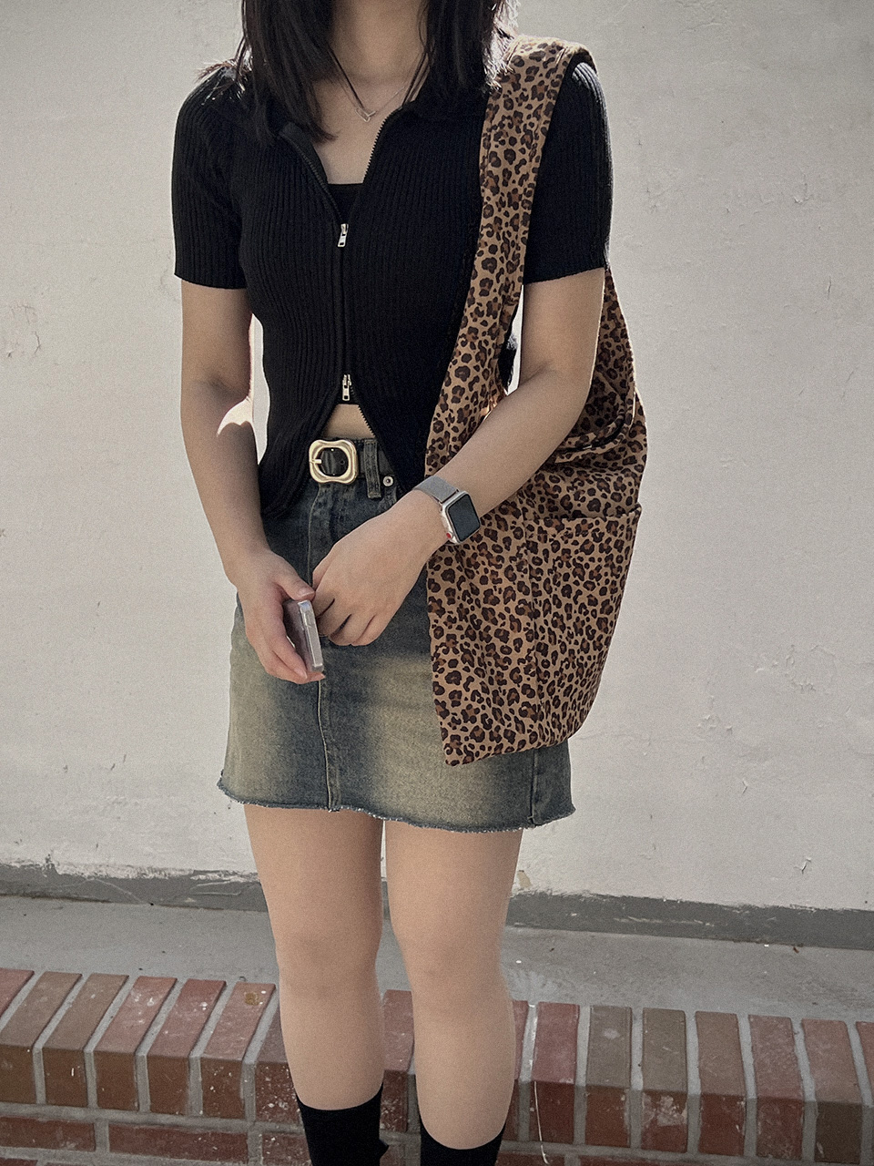 Leopard print suede eco bag/tote bag