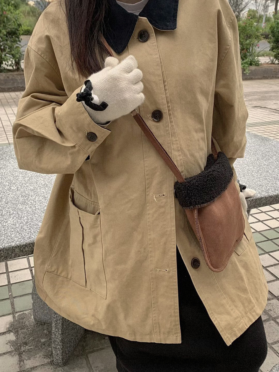 Sheepskin Boa Suede Mini Shoulder Bag