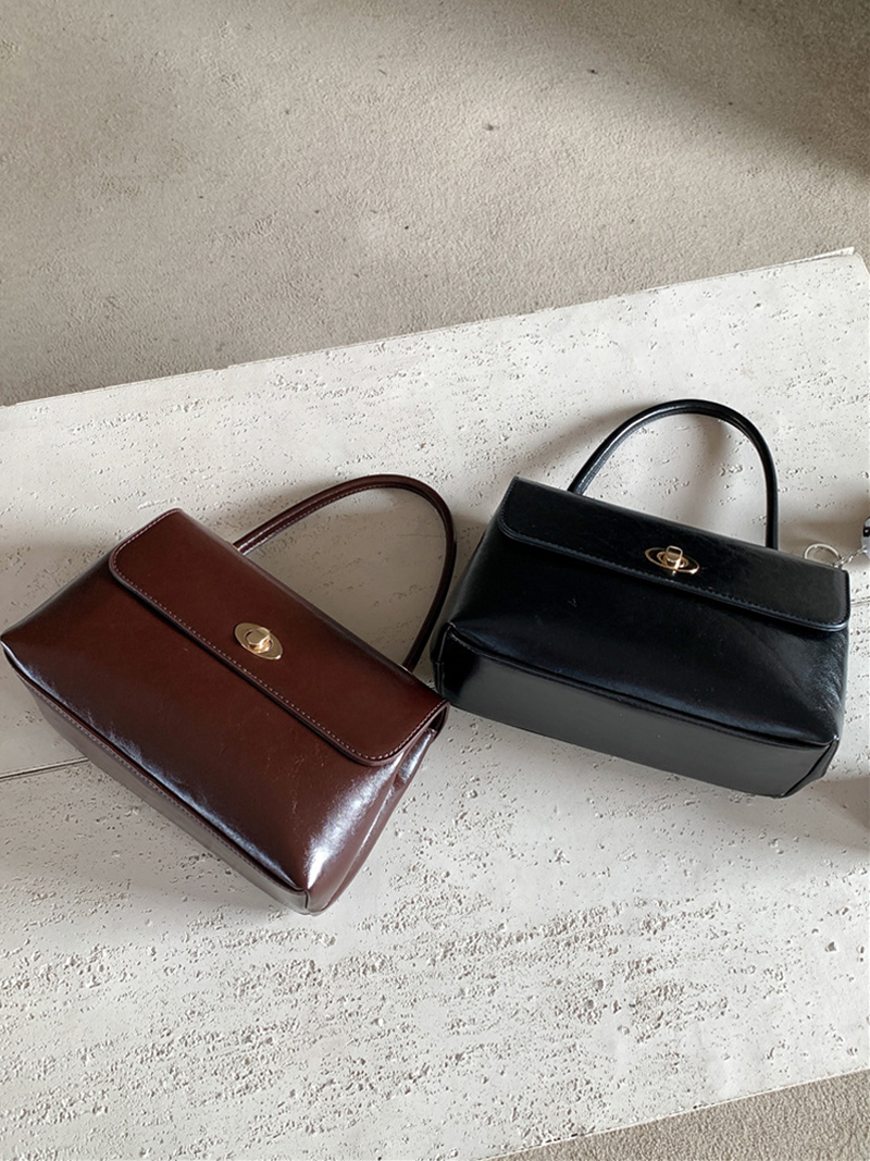 Crack Square Buckle Tote Bag (3 colors)