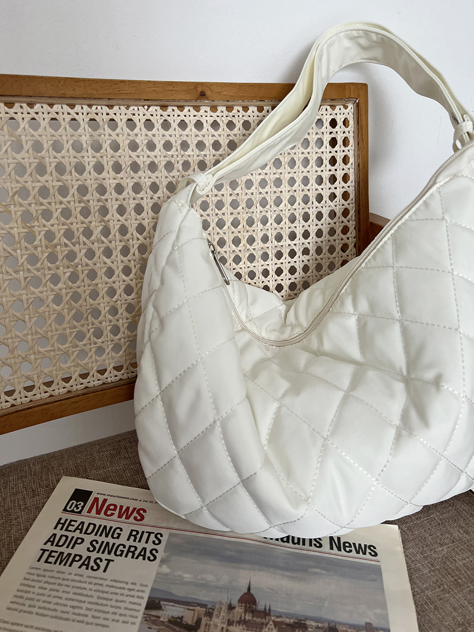 Quilted Down Shoulder Bag (4 colors)