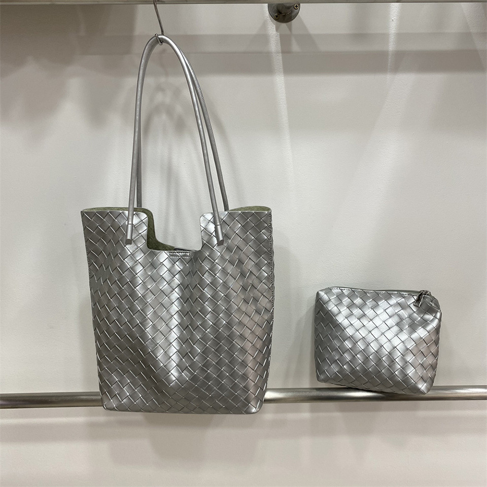 [Pouch Set] Classic Leather Square Tote Bag/Shoulder Bag