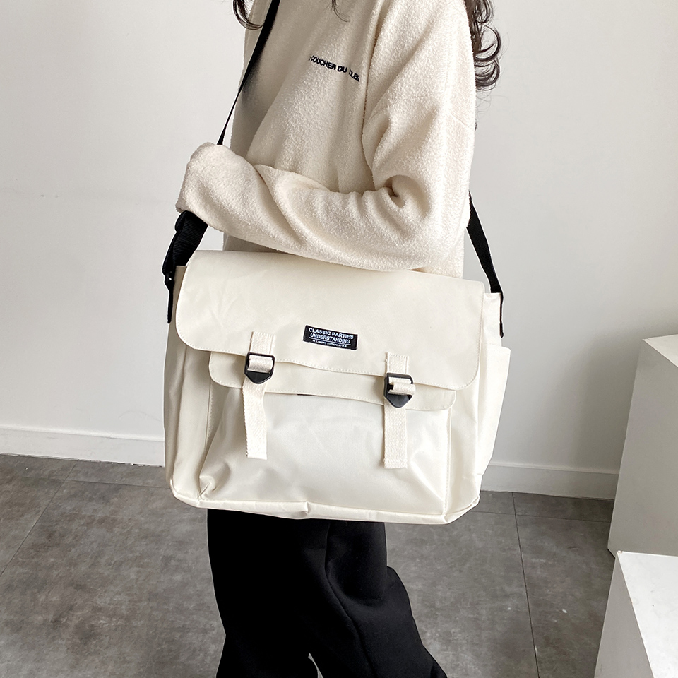 Canvas Classic Zipper Big Cross Messenger Eco Bag (2 colors)