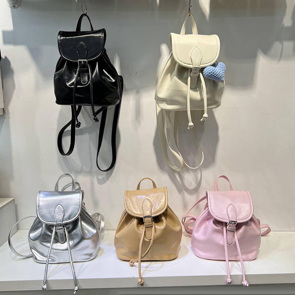 Wrinkle Buckle Bucket Mini Backpack (5 colors)