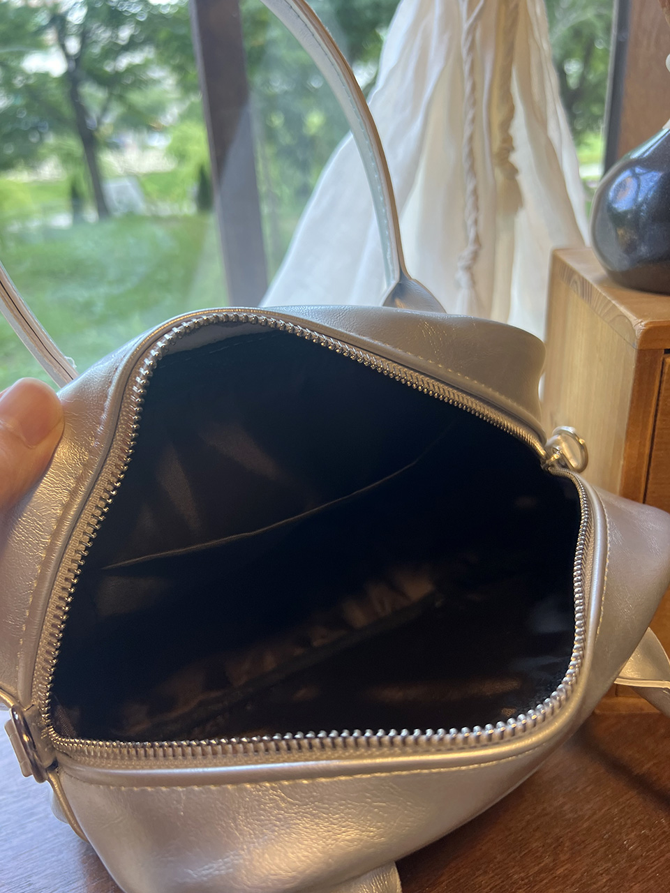 Tammy Square Glossy Silver Mini Tote Bag